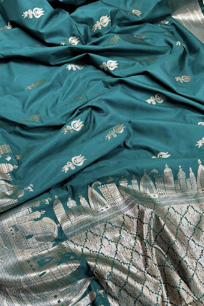A Beautiful Premium Banarasi Ghat Design Silk Saree
