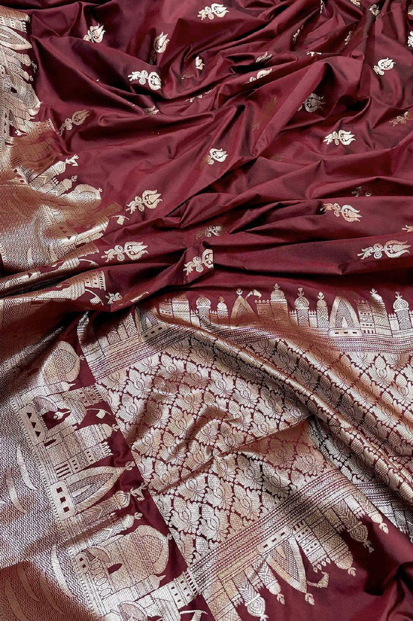 A Beautiful Premium Banarasi Ghat Design Silk Saree