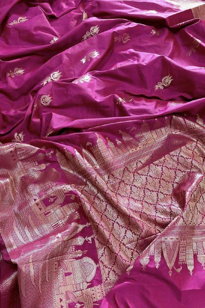 A Beautiful Premium Banarasi Ghat Design Silk Saree