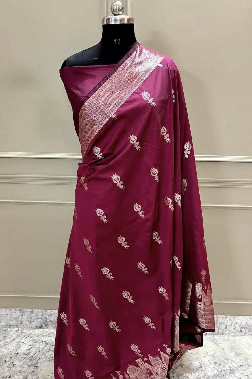 A Beautiful Premium Banarasi Ghat Design Silk Saree