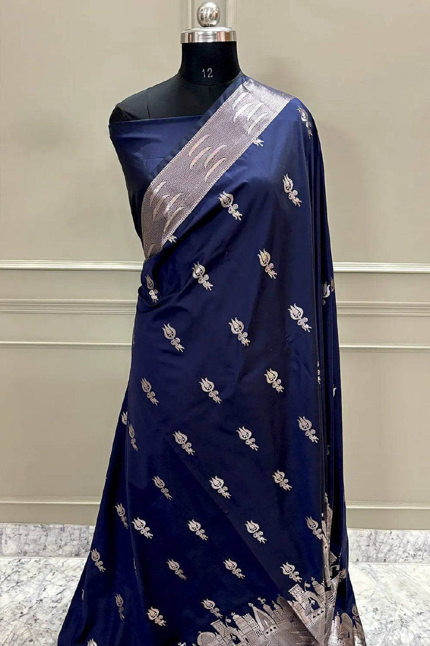A Beautiful Premium Banarasi Ghat Design Silk Saree