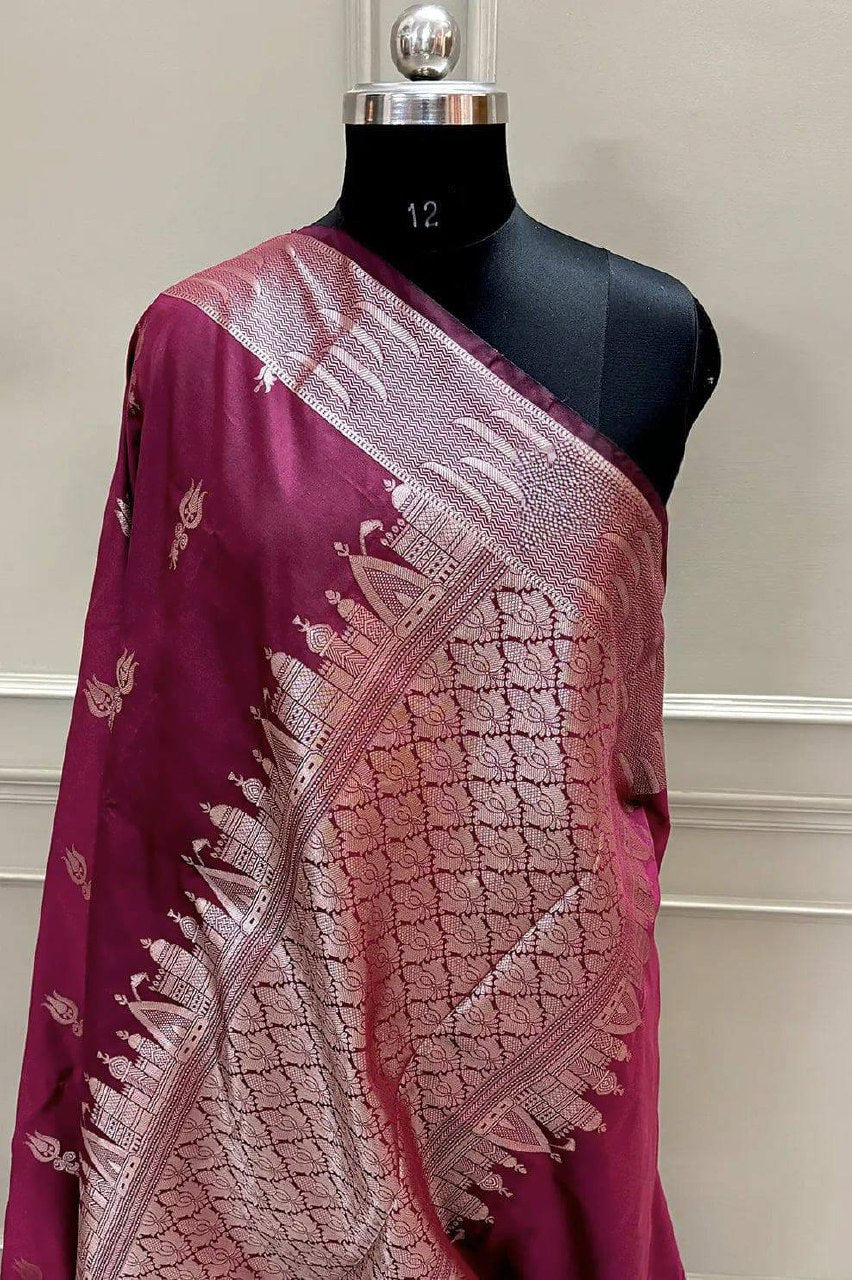 A Beautiful Premium Banarasi Ghat Design Silk Saree