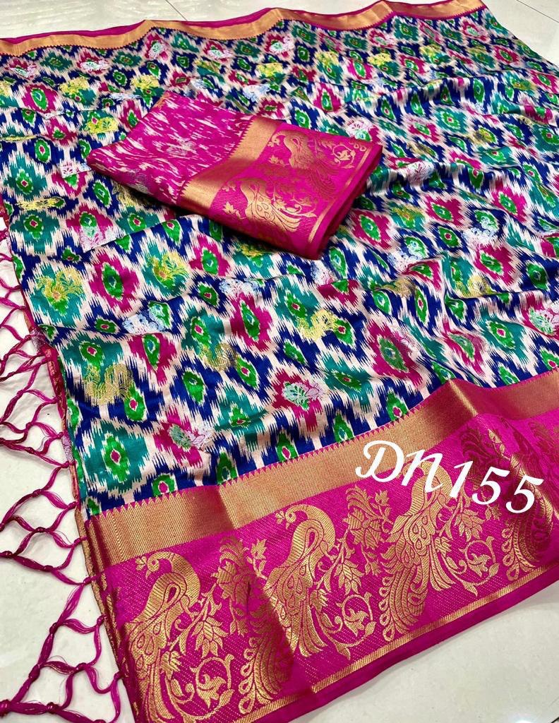 A Kolkata Exclusive – Raw Silk Hand Print Woven Saree