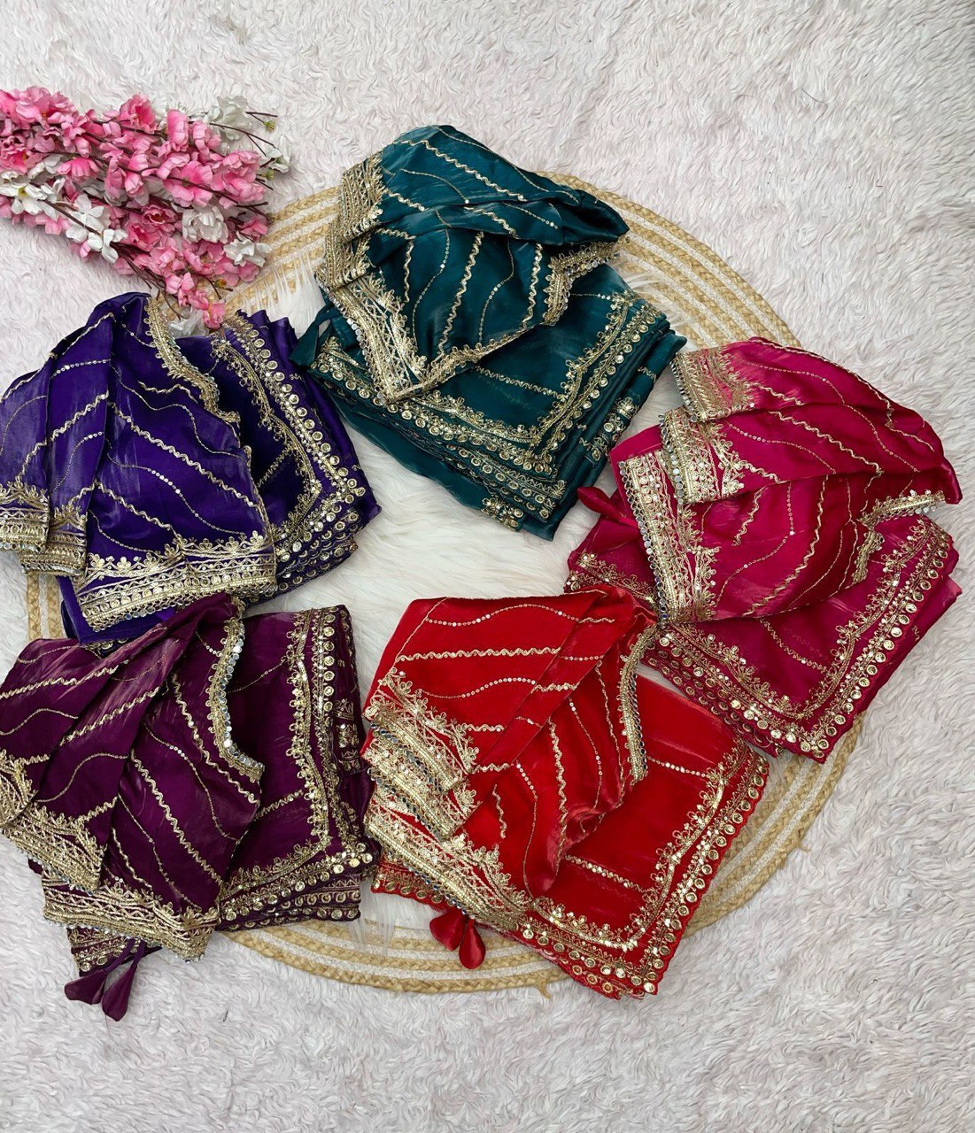 A Pure Soft Jimmy Choo Silk Saree with 3mm Sequin Work with Stitched Blouse