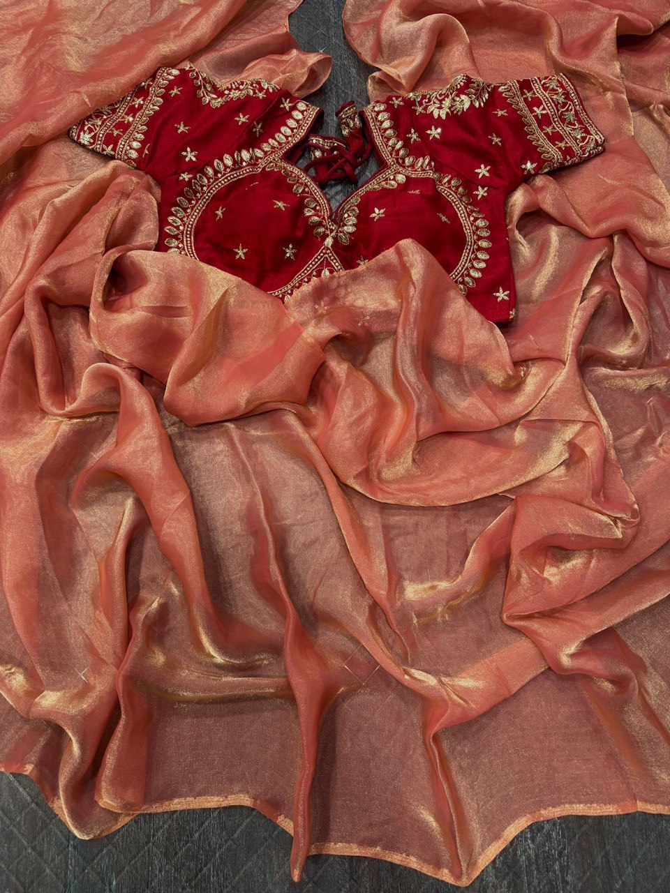 A Beautiful Space Silk Saree with Full Sequins Embroidery & Stitched Blouse