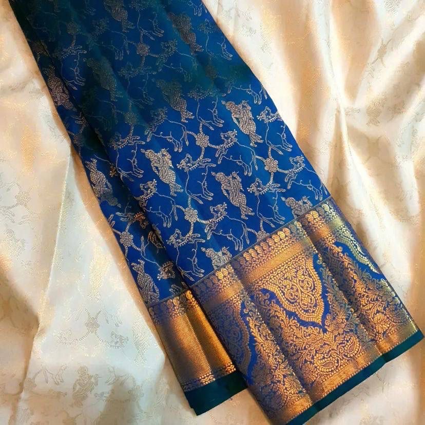Enchanting Organic Banarasi Silk Saree – Krishna Special Design