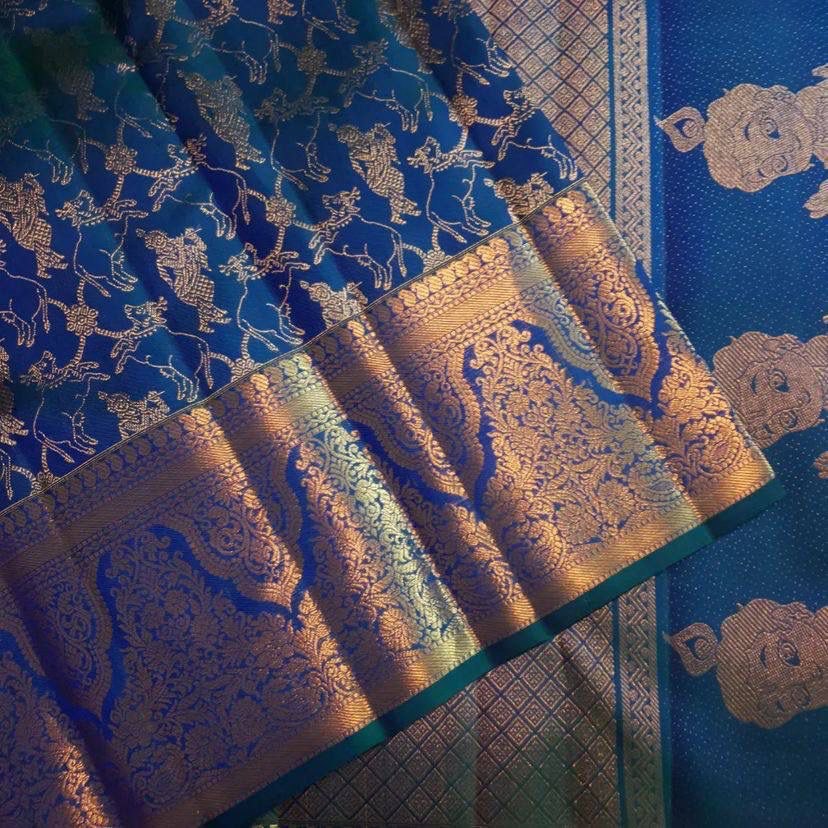 Enchanting Organic Banarasi Silk Saree – Krishna Special Design