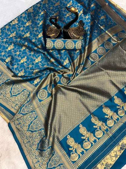 Enchanting Organic Banarasi Silk Saree – Krishna Special Design