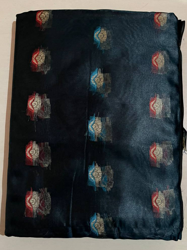 Graceful Dark Blue Organza Silk Saree