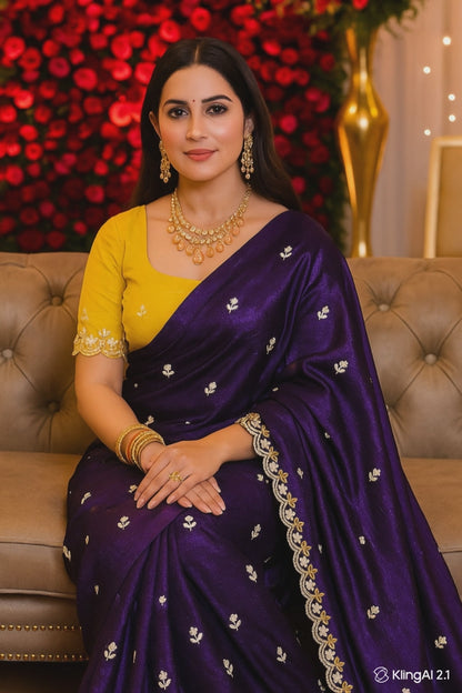 Combo of 2 Most Viral Embroidered Sarees with Moti & Cutwork Border | Premium Wedding & Party Wear Deal