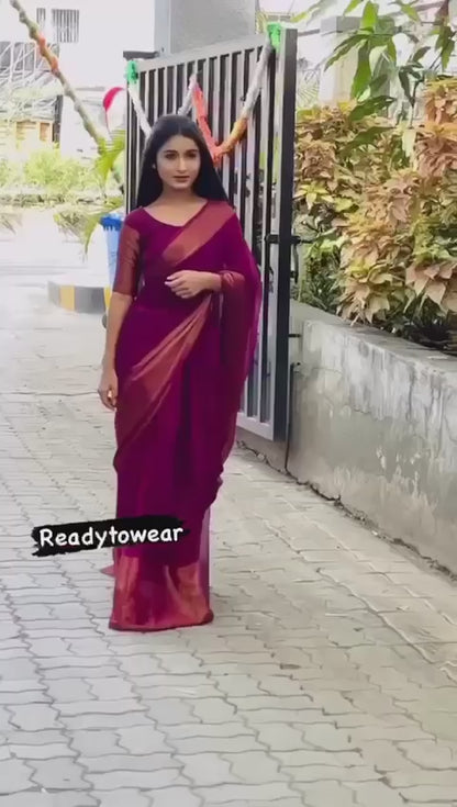 A Launching the Most Beautiful 1-Min Ready-to-Wear Saree – With Our Real Model Shoot