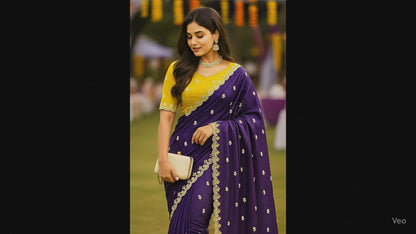 Combo of 2 Most Viral Embroidered Sarees with Moti & Cutwork Border | Premium Wedding & Party Wear Deal