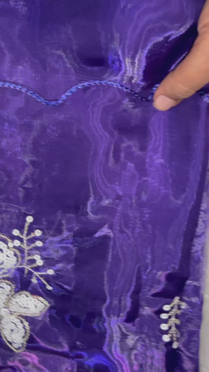 Designer Tissue Silk Saree with Dual Sequence Work & Double Scalping Border – Party & Wedding Wear, 6.3 Mtr with Blouse